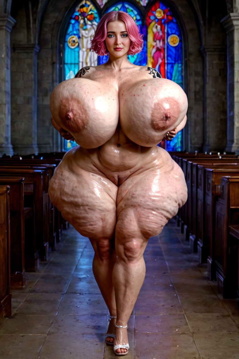 Naked, Buzzcut, Cellulite Ass AI Porn