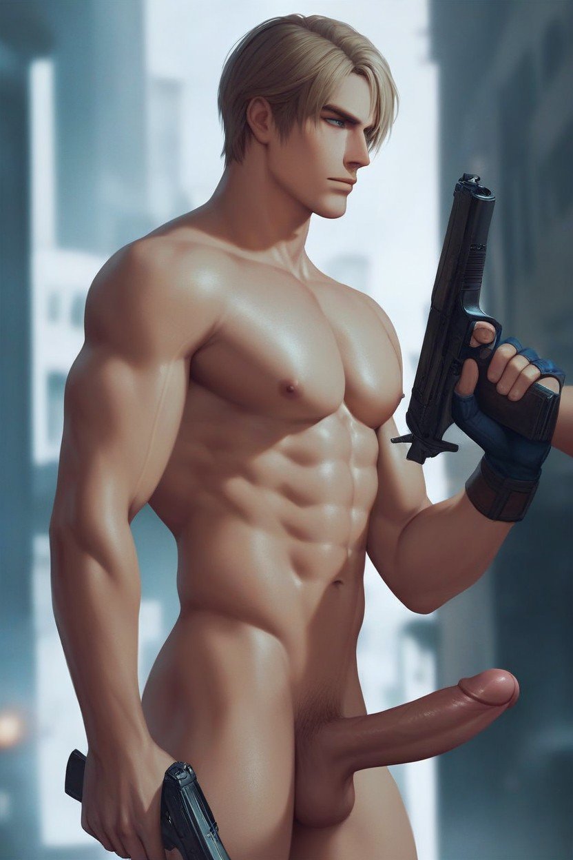 Leon Kennedy, Naked, Hard Penis AI Gay Porn