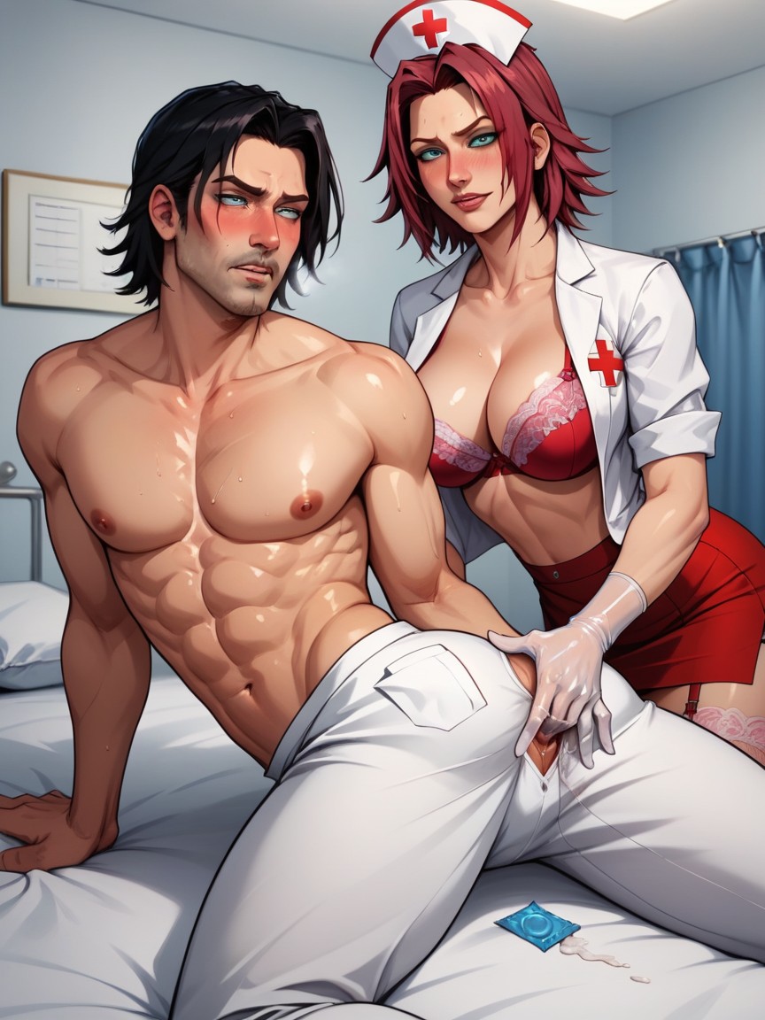 Male Fingered By Nurse, High Resolution, Oiled Skin AI Porn