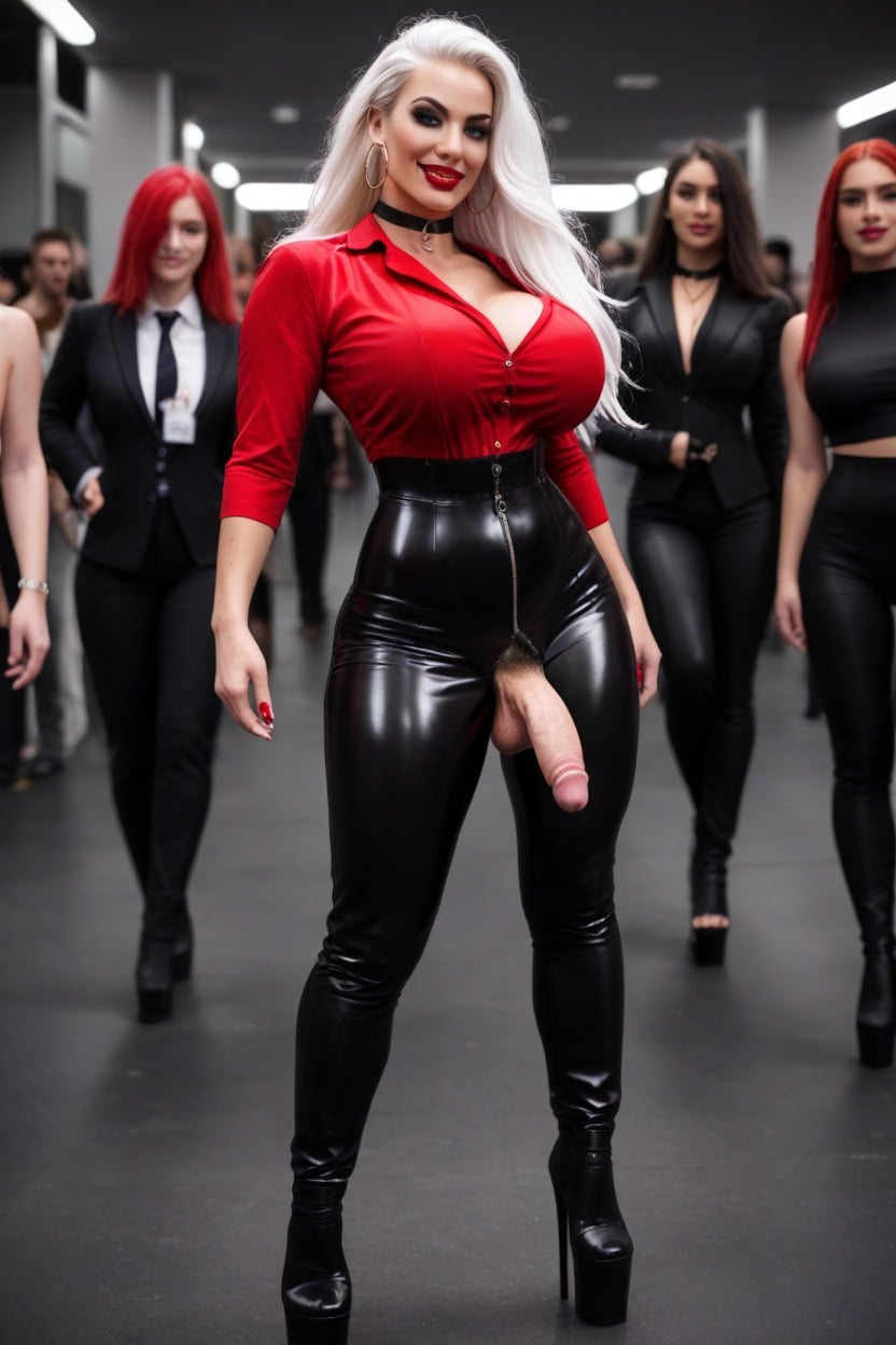 Choker, Messy Hair, Gigantic Hoop Earrings Shemale AI Porn