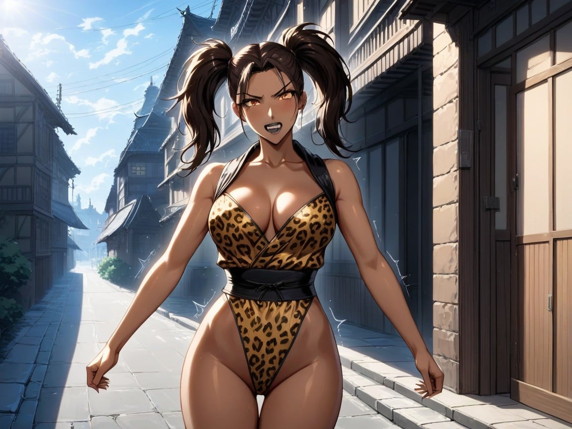 Angry, Face, Leopard Print Kimono AI Porn