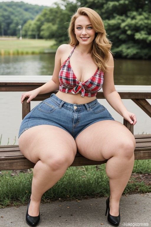 Thick, Massive Thighs, Legs Spread AI Porn