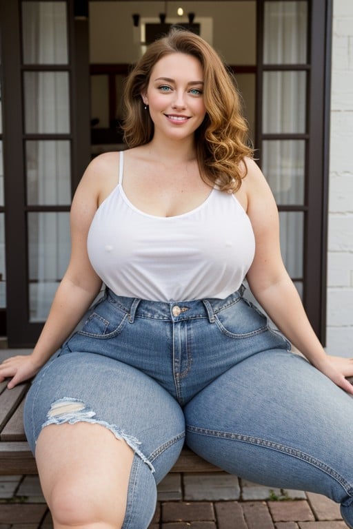 Massive Hips, Showing Inner Thighs, Chubby AI Porn