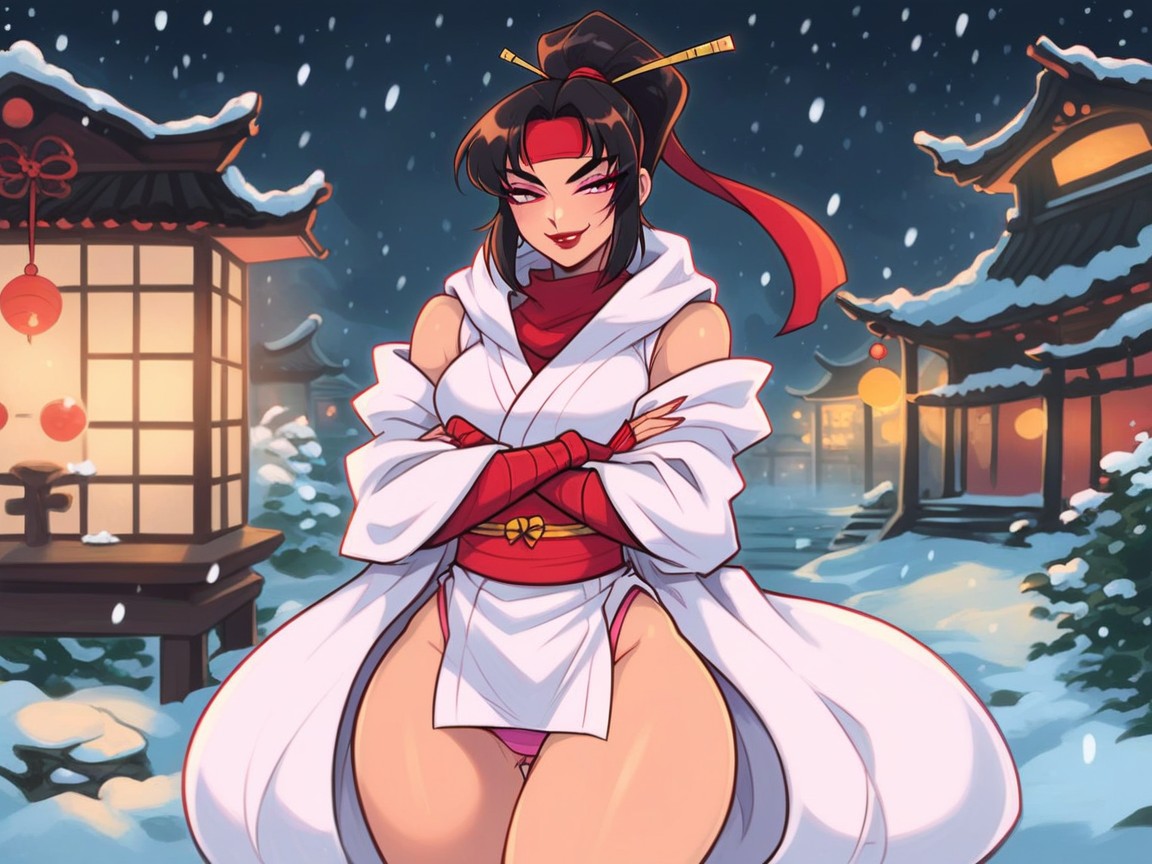 Fur Coat, Snatched Waist, High Breasts Hentai AI Porn