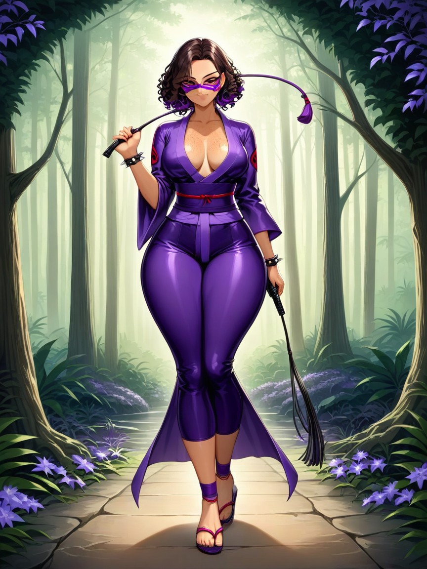 Purple Thong, Purple Flower In Hair, Purple Sandals AI Porn