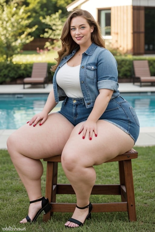Wide Hips, Wink, Flannel Shirt Under Breasts AI Porn