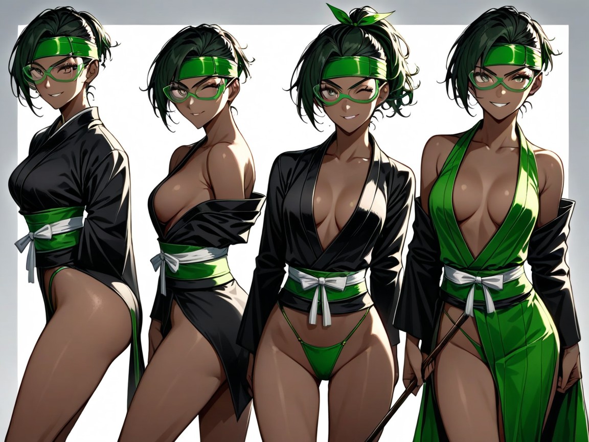 Focus On, Green Frog Ninja Mask, Green Glasses Porno IA
