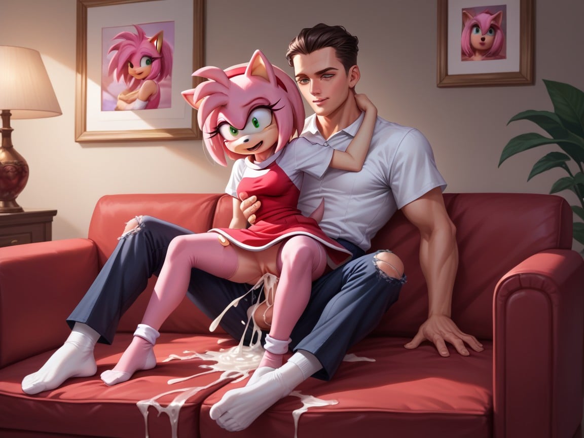 Woman Facing Man, Ripped Clothes , Man Brown Hair Hentai AI Porn