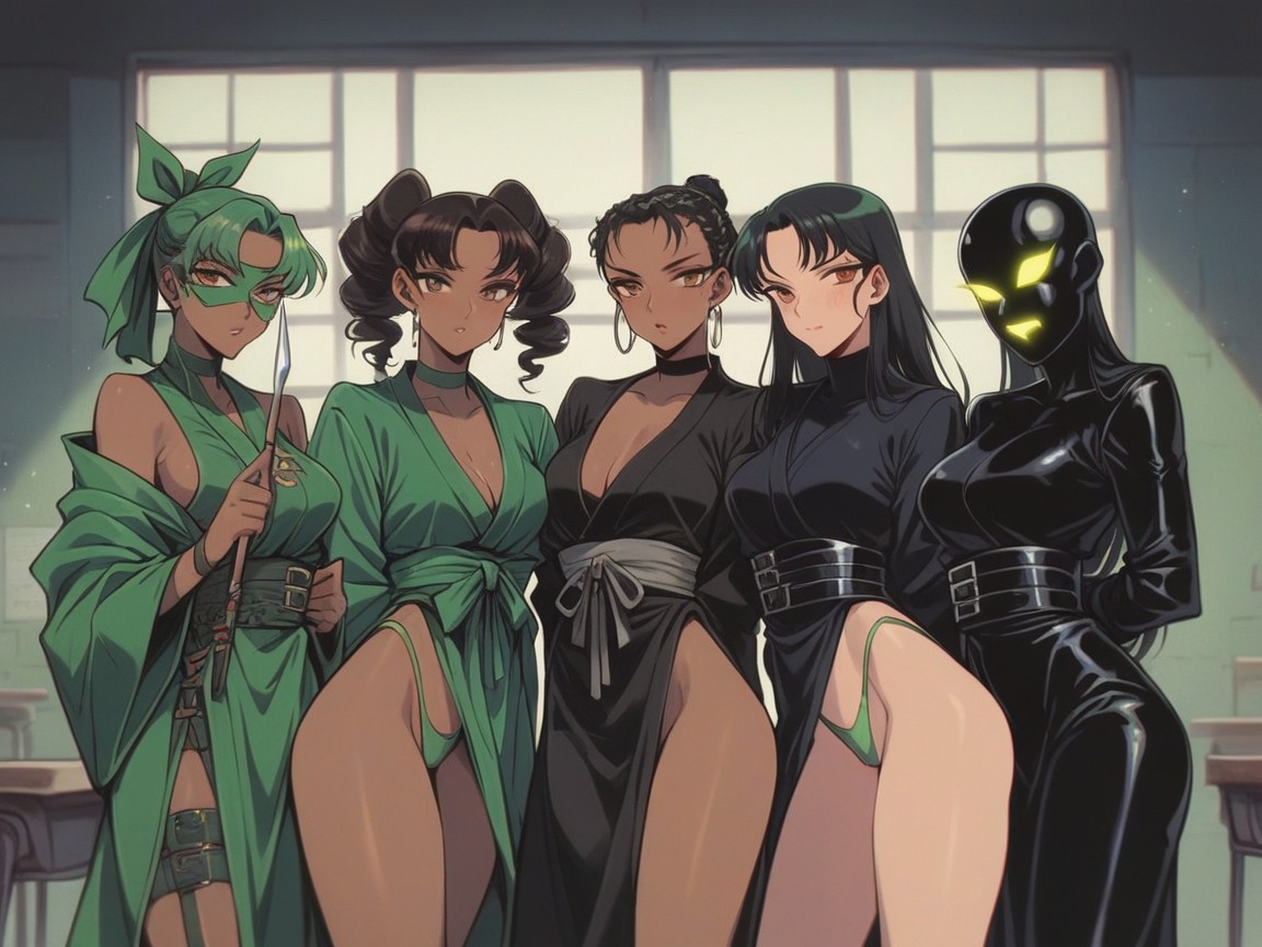 Nsfw, Green Plaid Kimono, Village Classroom Hentai AI Porn