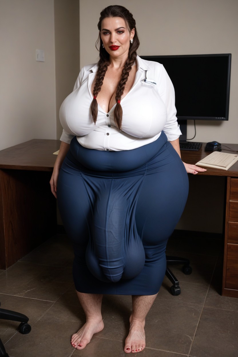 Huge Feet Red Lipstick, Hyper Length, Massive Ass Shemale AI Porn