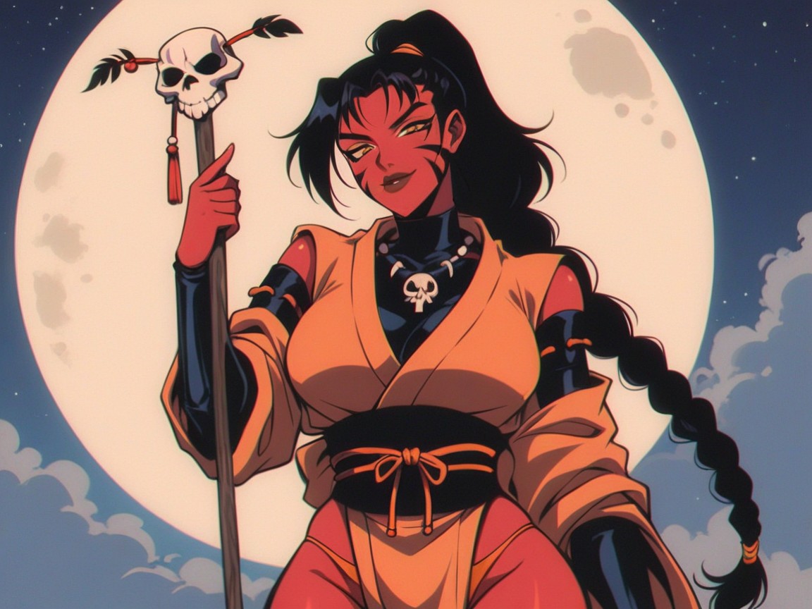 Moon In Background, Sloped Shoulders, Kimono Hentai AI Porn