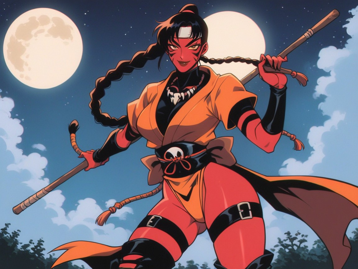 Rounded Breast, Moon In Background, Thighs Hentai AI Porn