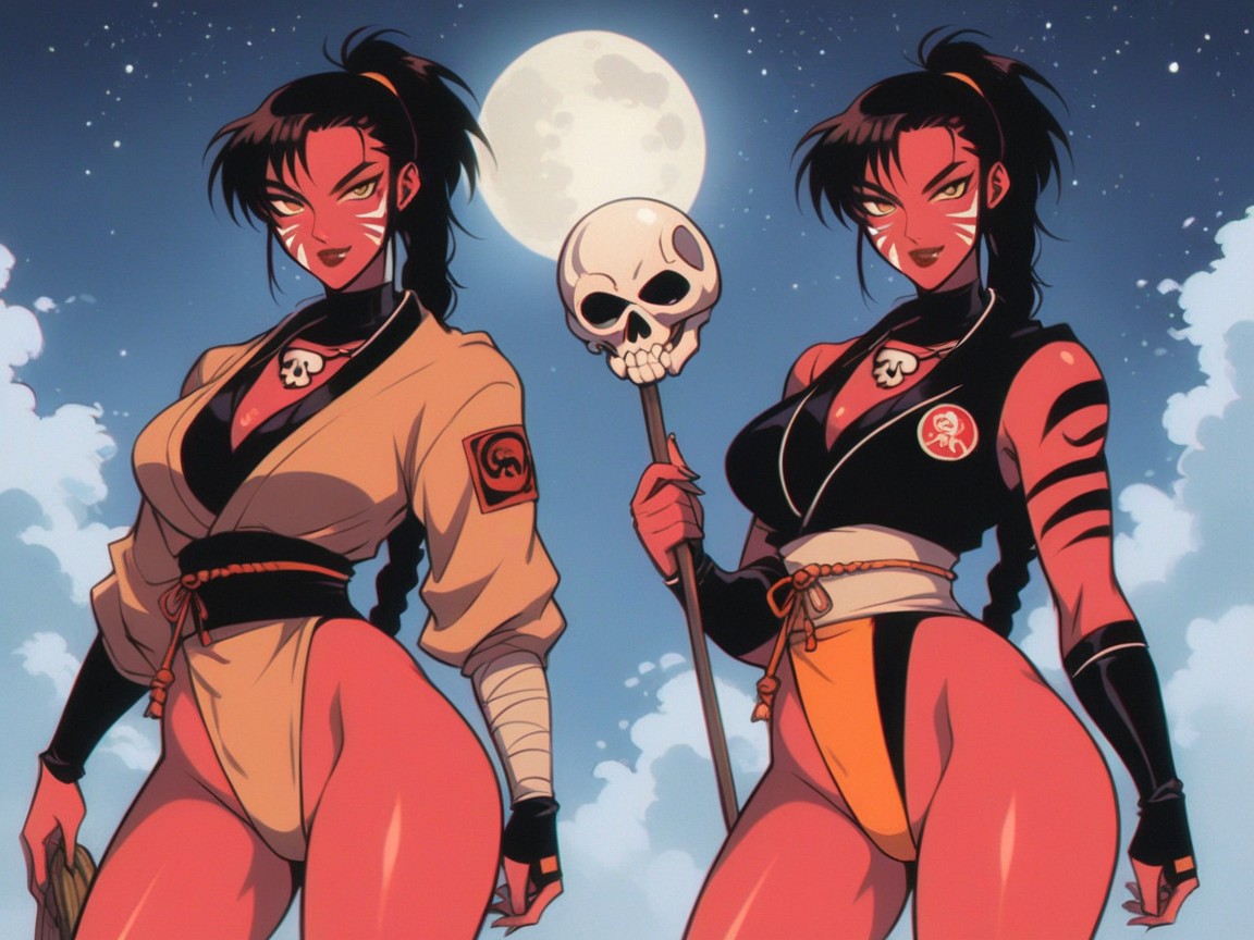 Osaka, Thighs, Tribal Tiger Ninja Mask Hentai AI Porn