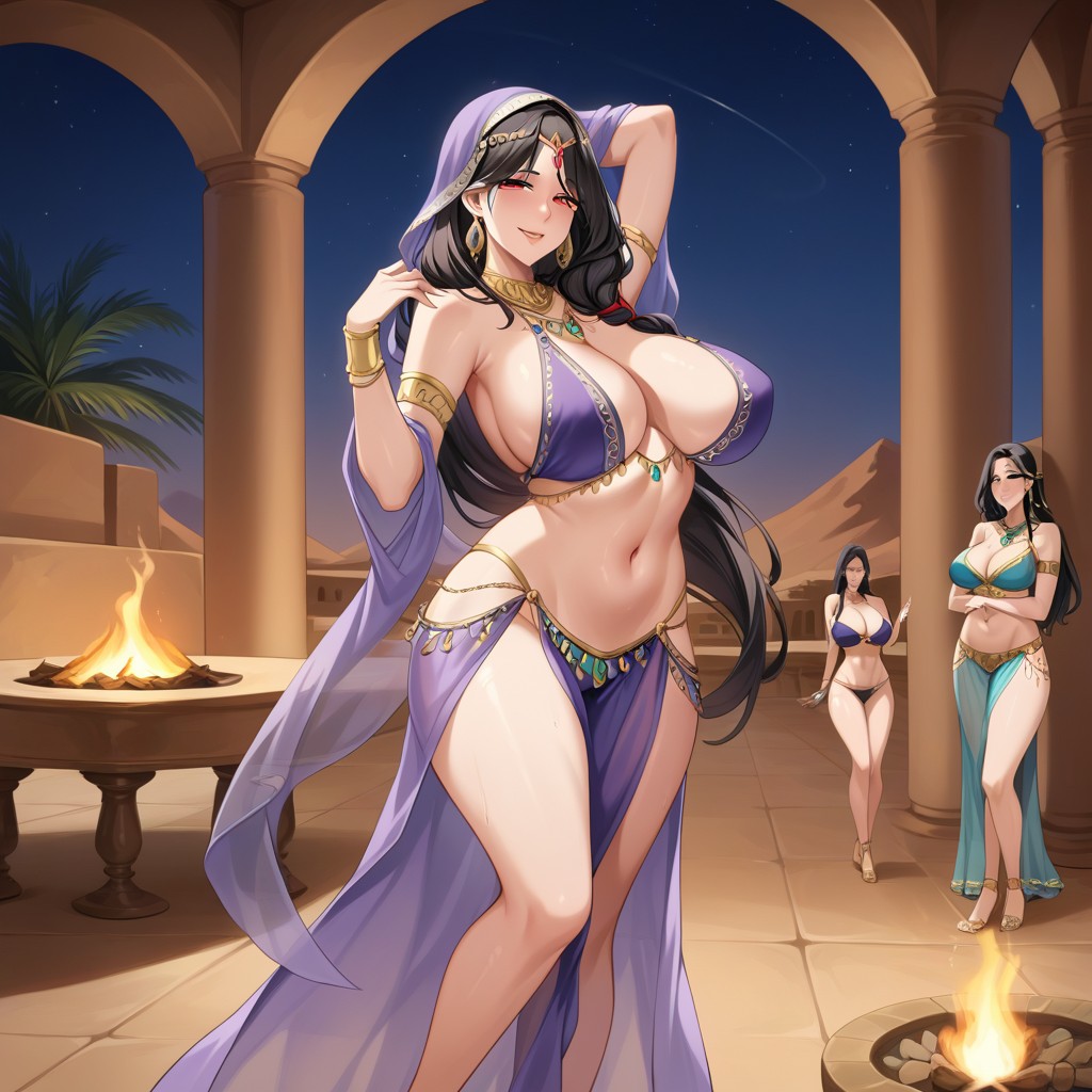 Desert Outdoor, Body Jewelry, Lewd Face AI Porn