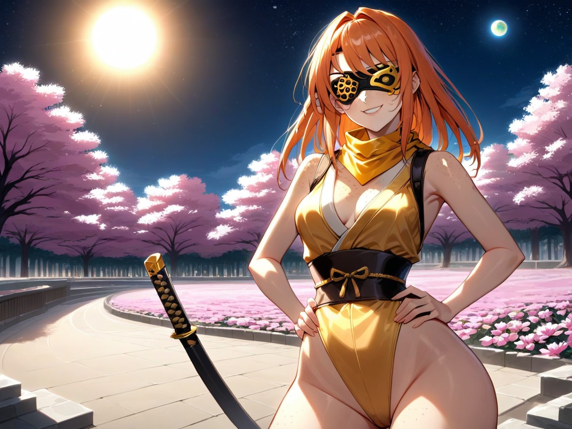 Kimono, Gold Thong, Rounded Wide Hips AI Porn