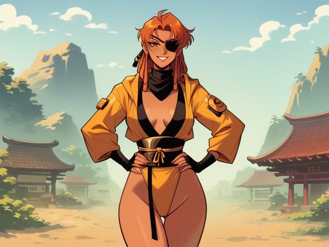Gold Eye Patch, Rounded Torso, Rounded Chest Width Hentai AI Porn