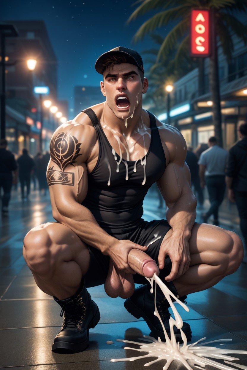 Black Cap, Hair, Cum Spraying Everywhere AI Gay Porn