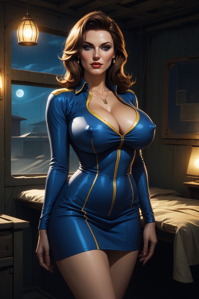 Knee Length Shot, S Mature House Wife, Vault Jumpsuit AI Porn