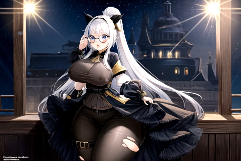 Standing, She Has Extremely Gargantuan Fat Expanding Extremely Enlarging Breasts, Multi Veiws Showing Off Her Growth Fatter Hentai AI Porn
