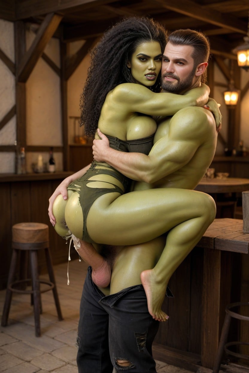 Orc Woman, Sexy, Eyes Half Closed AI Porn