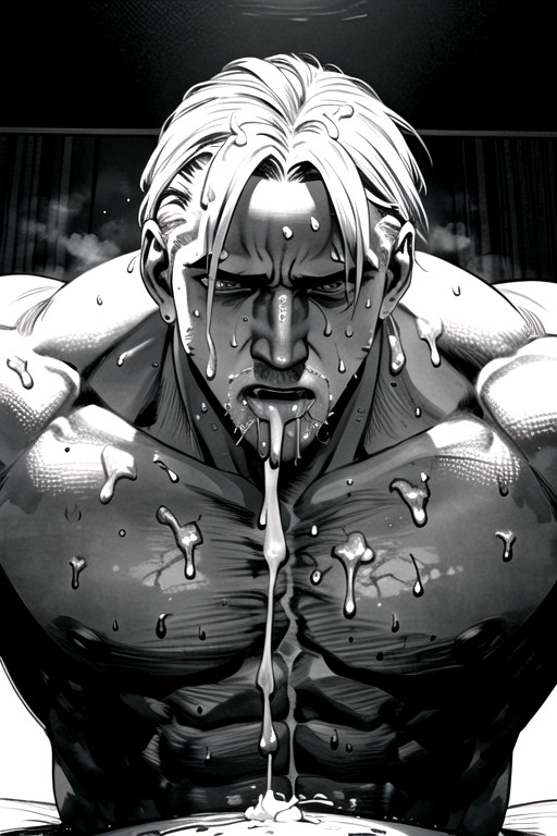 Vomiting, Leon Kennedy Sweating, Black & White Manga AI Gay Porn