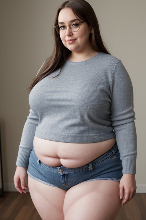 Extremely Obese, Massive Gigantic Inner Thighs, Round Face AI Porn