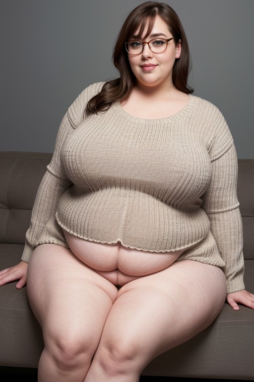 Extremely Large Inner Thighs, Sweater, Wearing A Sweater AI Porn