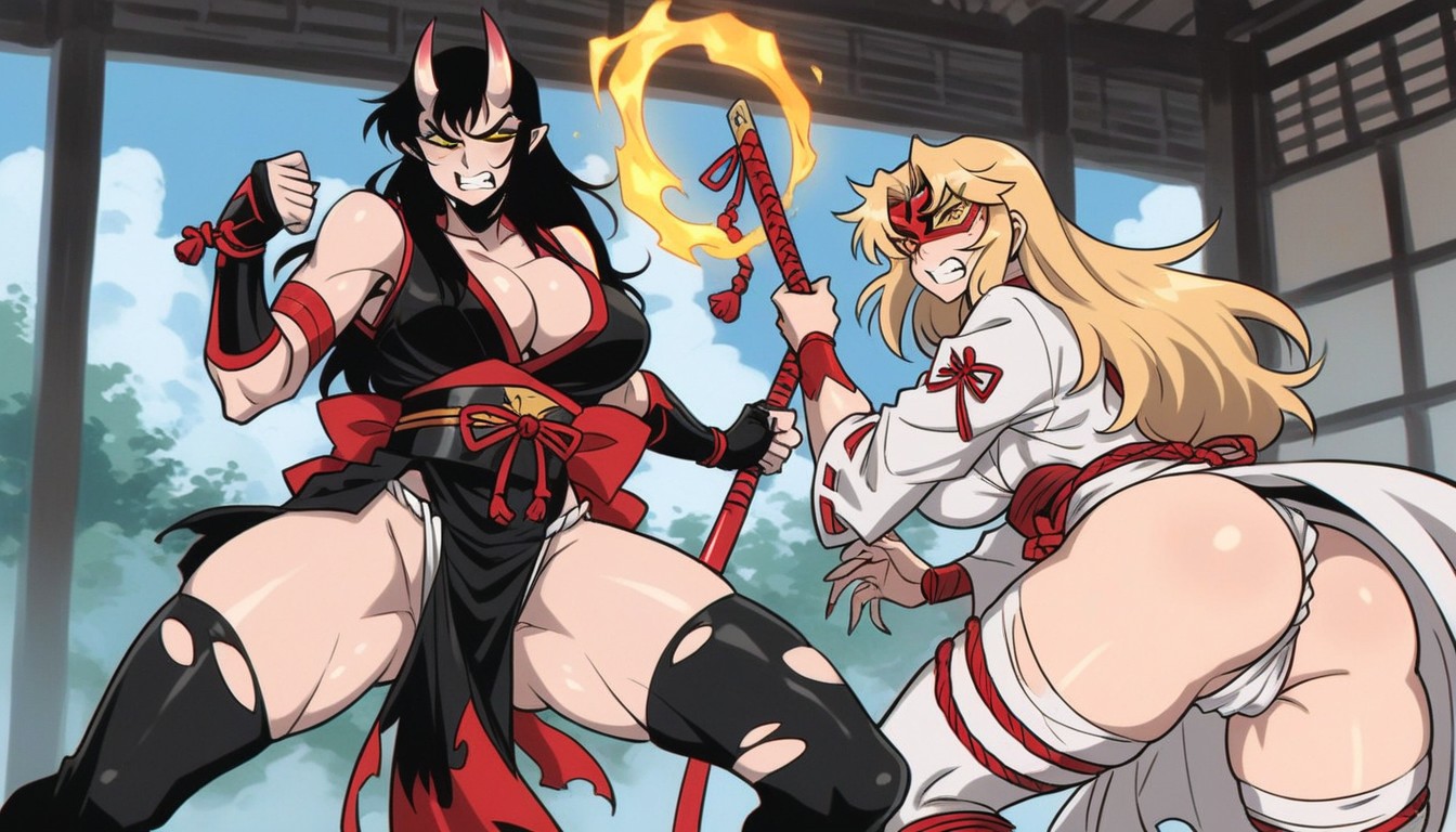 Holding Giant Club, Cleavage, Night Hentai AI Porn