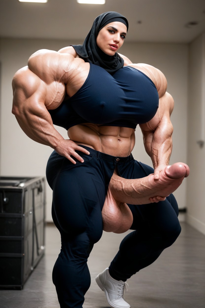 Huge Arms, Giant Overly Massive Muscles, Breast Expansion Shemale AI Porn