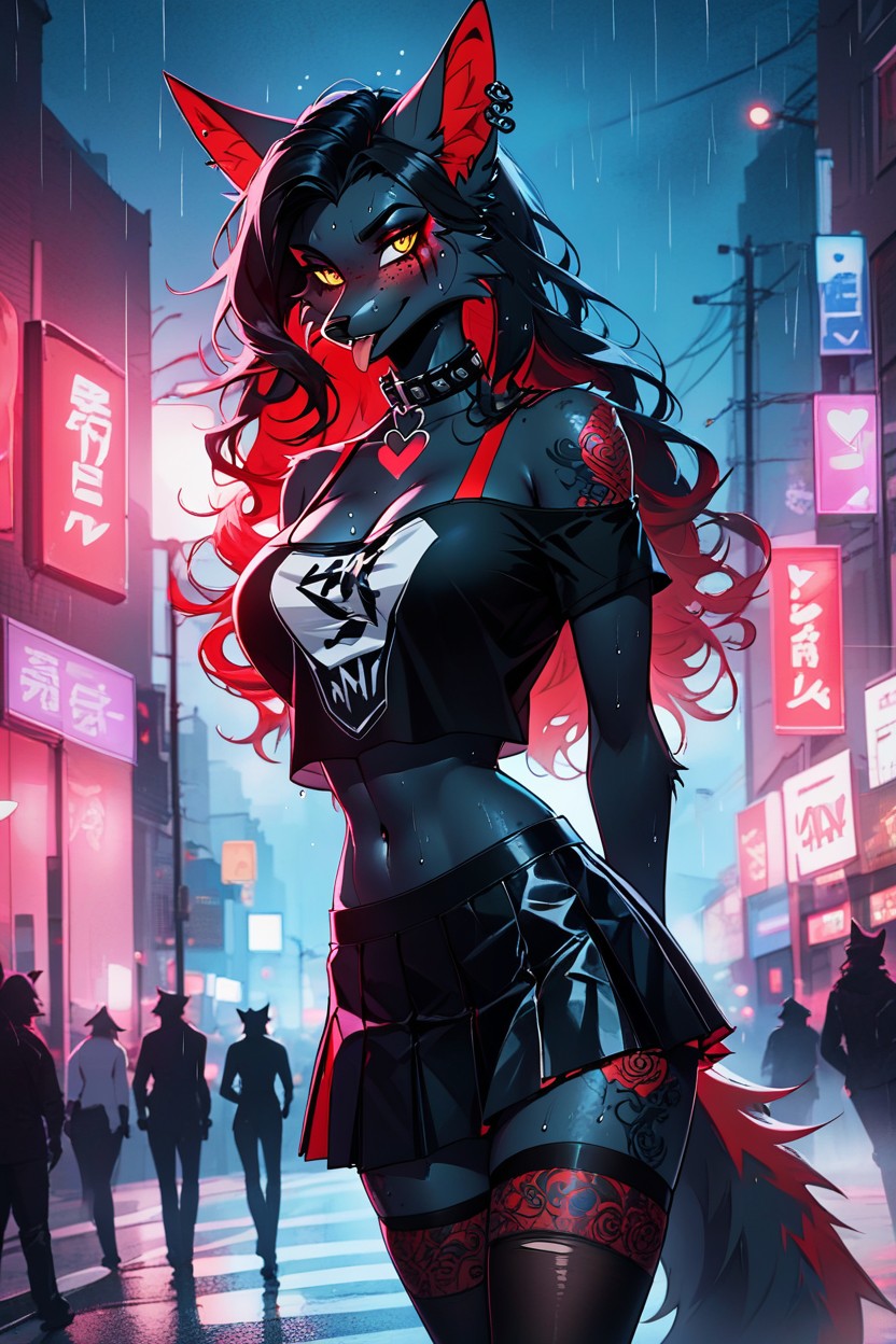 Permed Hair, Female, Looking At Viewer Furry AI Porn