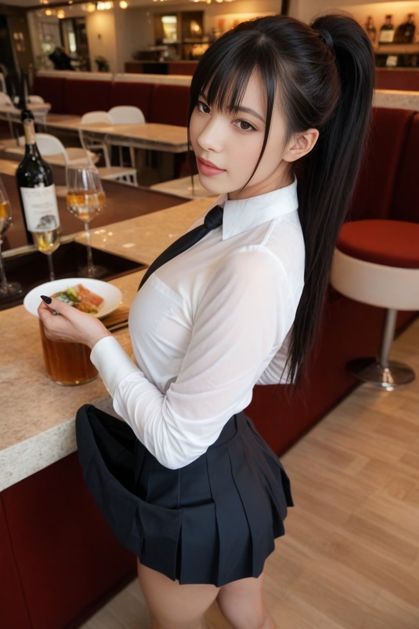Face, Long Ponytail, Womanly Face AI Porn