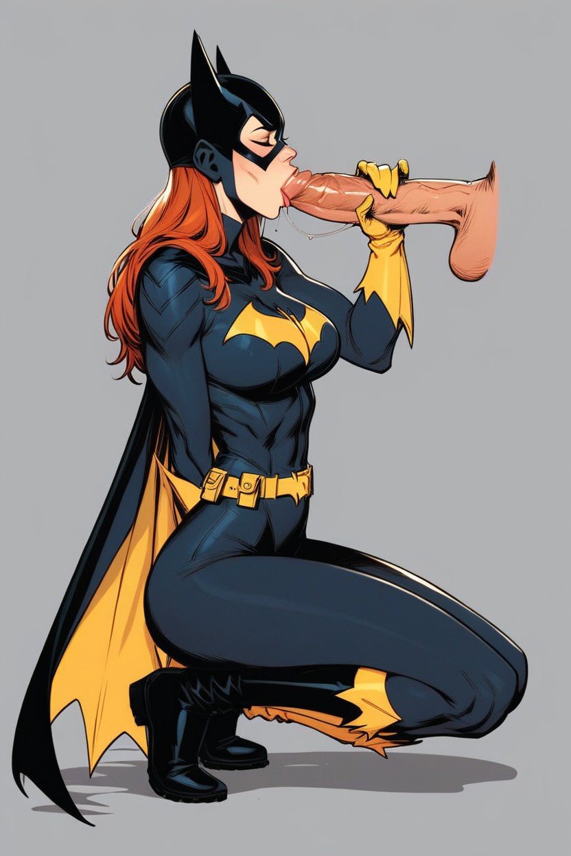 Batgirl Blowjob Giant Big Cock Joker, Full Body, Side View Asian AI Porn