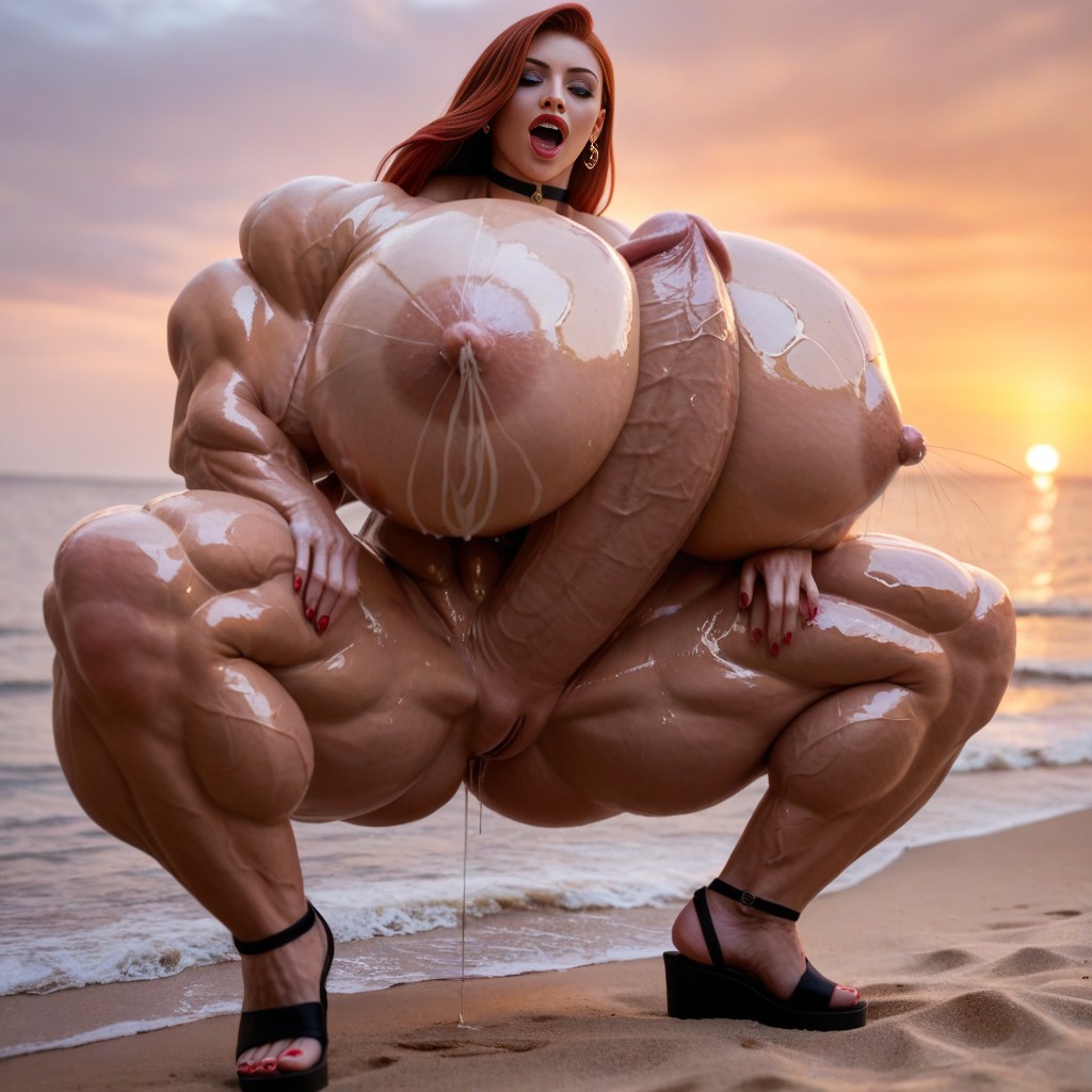 Striking Beauty, Gigantic Pendulous Tits, Beautiful Shapely Legs AI Porn