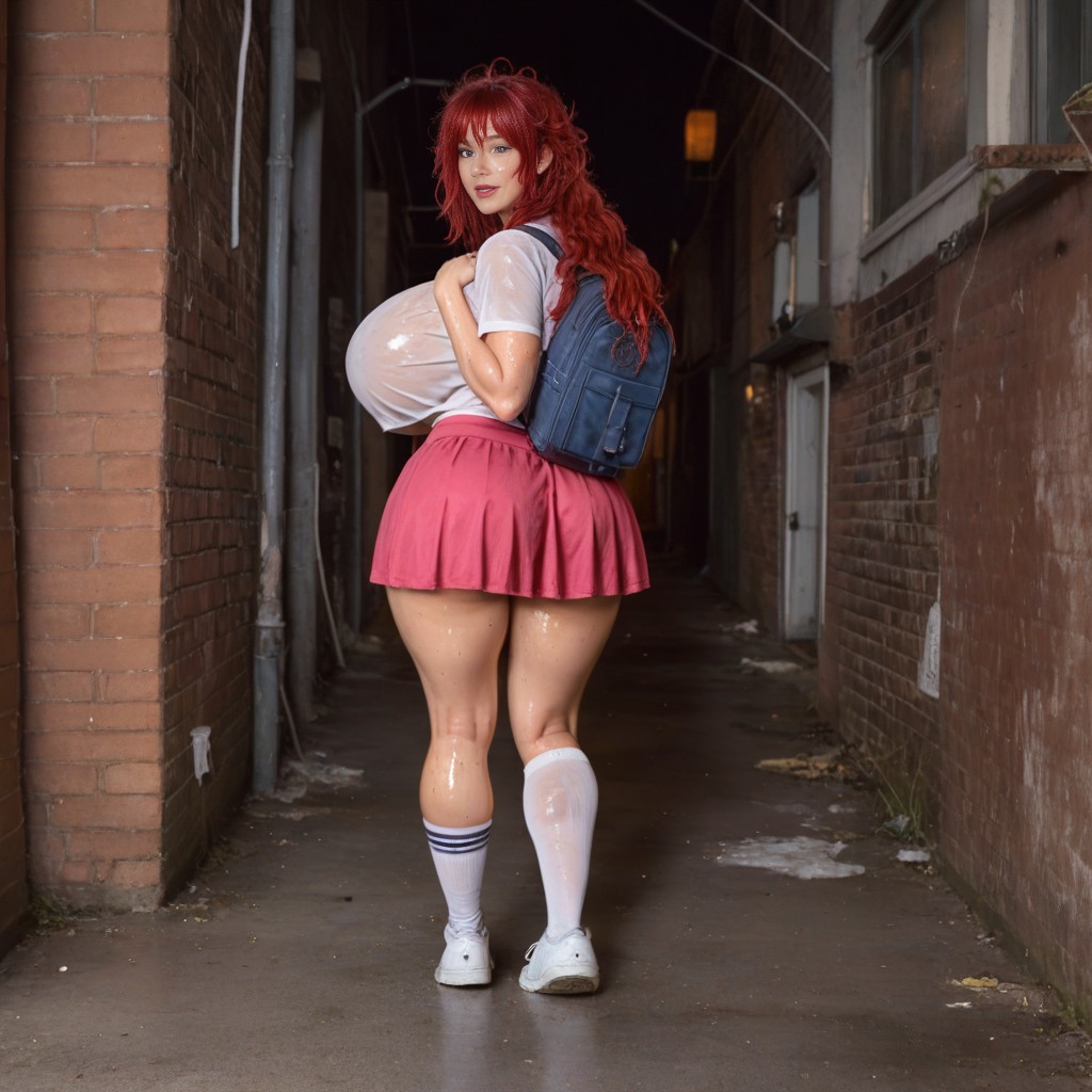 Megumi From Konosuba, Side View, Inside A Dark Alley AI Porn