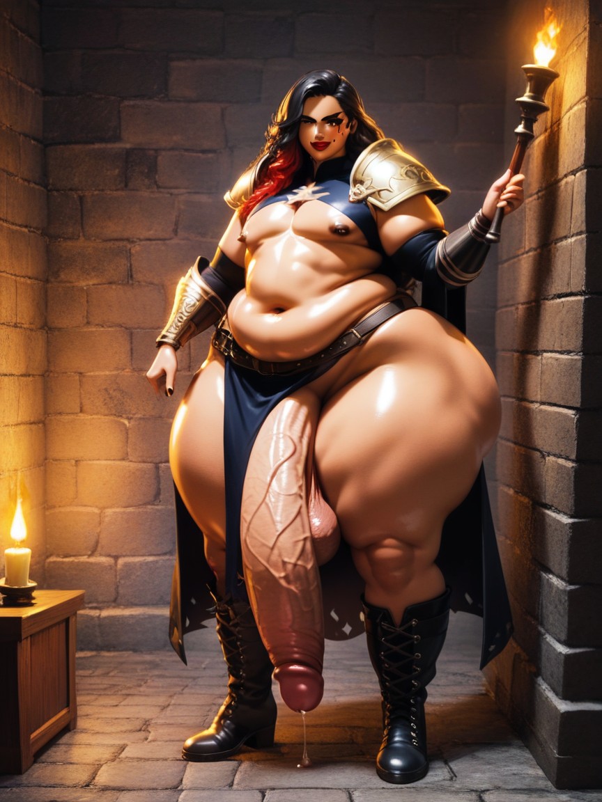 Holding Axe, Oiled Skin, Red Lipstick AI Gay Porn