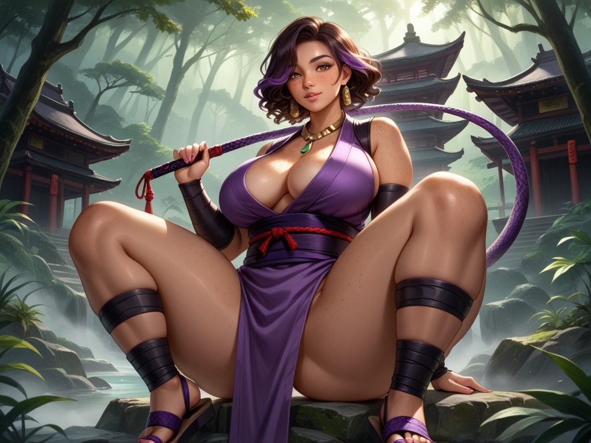 Thick Ass, Rounded Torso, Holding A Long Whip Hentai AI Porn