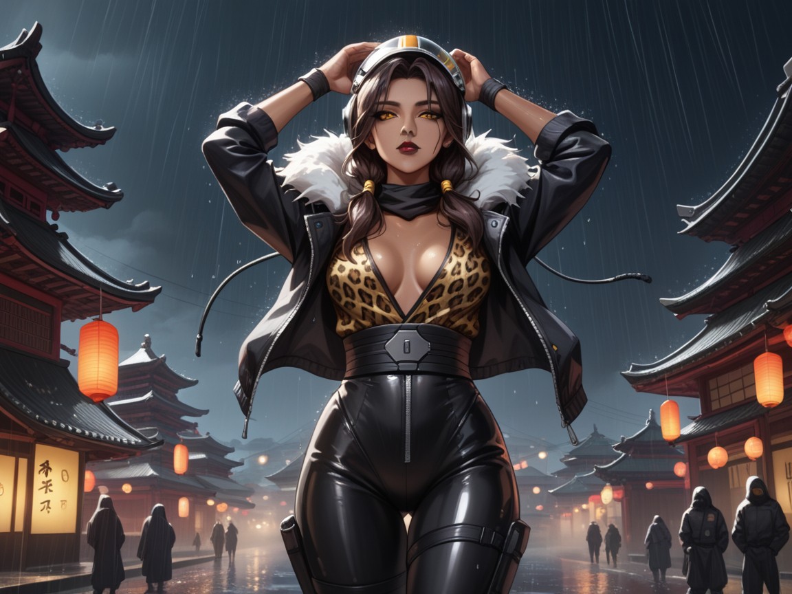 Dark Skin Brown, Alien Lanterns, Old Japanese Style Art Hentai AI Porn