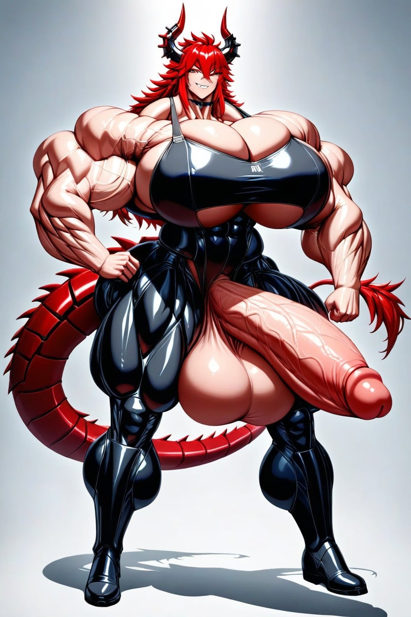 Hyper Gigantic Massive Testicles, Spiky Hair, Penis Longer Than Leg Shemale AI Porn
