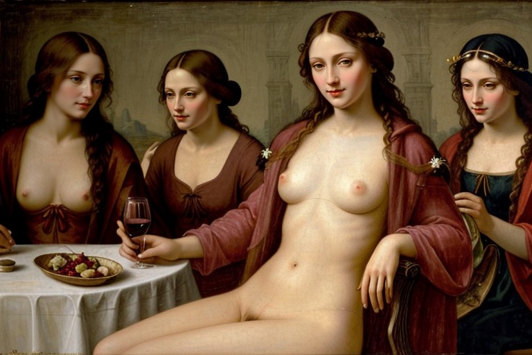 Wine And Fruits Of Paradise, Intricate And Crazy Details, Exhibitionism AI Porn