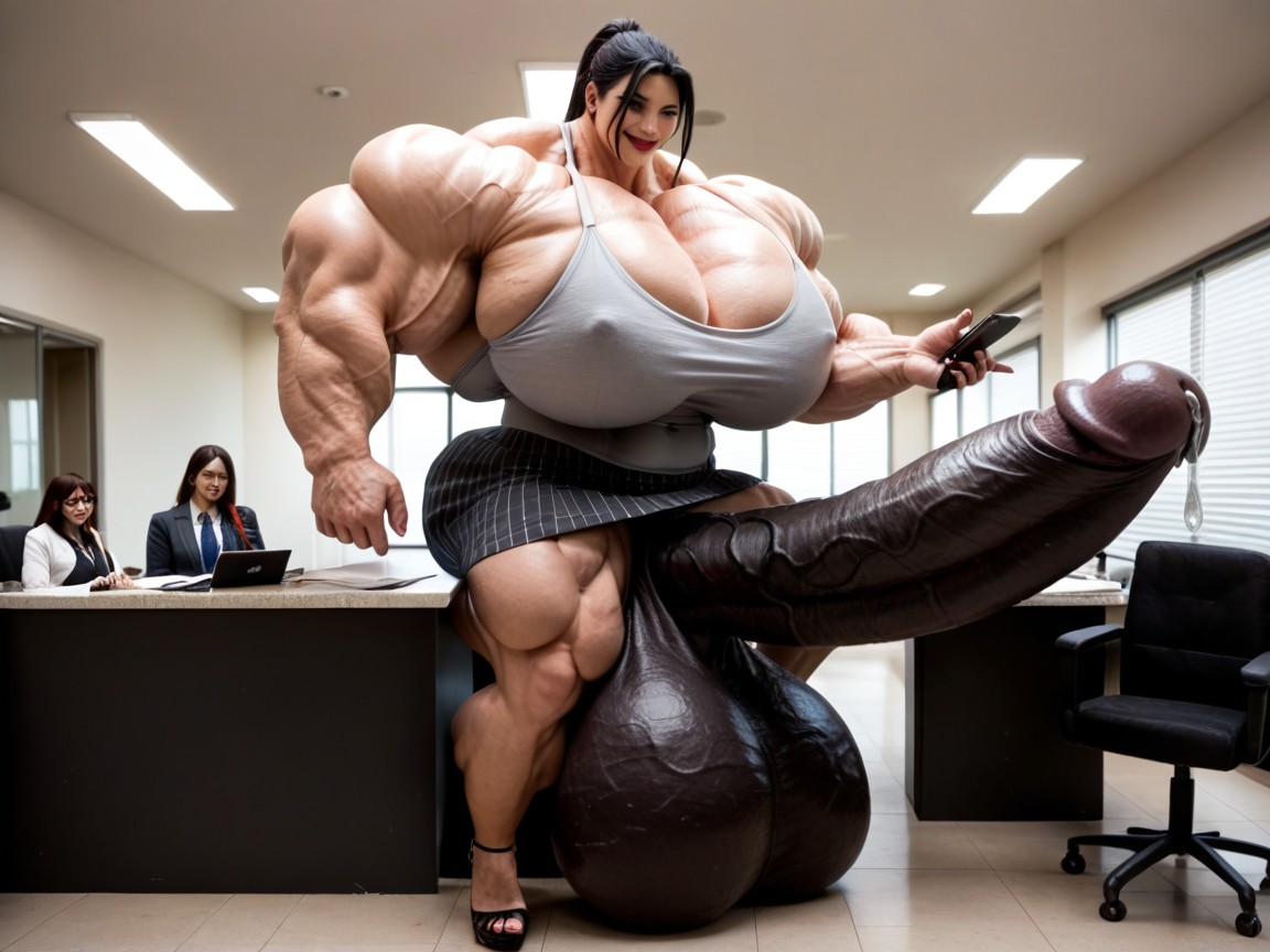 Skirt, Hyper Gigantic Massive Black Testicles, Hyper Gigantic Massive Muscles Porno IA transsexuelle