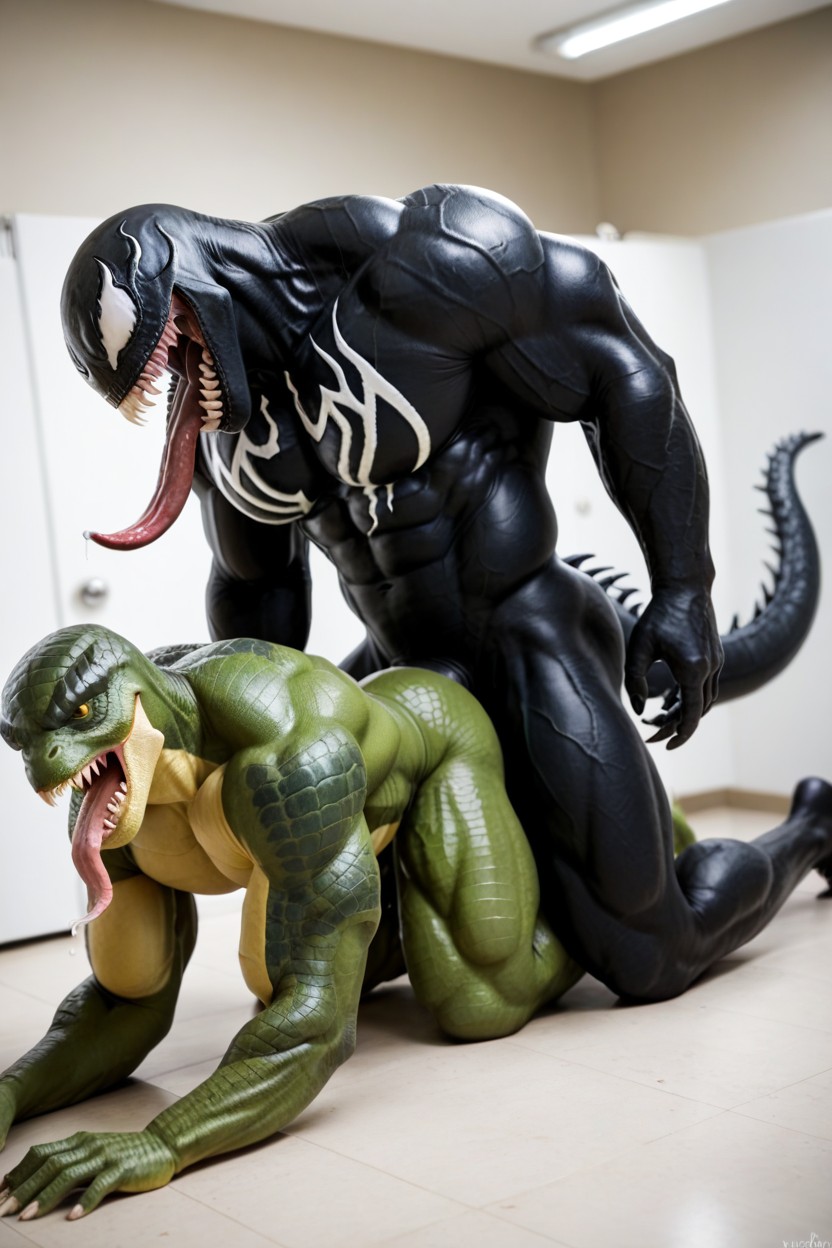 Lizards Foot On Venoms Head, Spikes Growing From Back, Scales AI Gay Porn