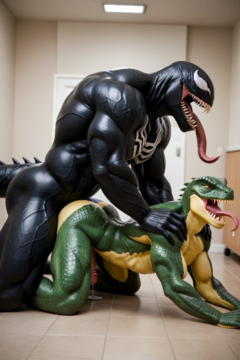 Black Goo, Lizards Foot On Venoms Head, Spikes From Spine AI Gay Porn