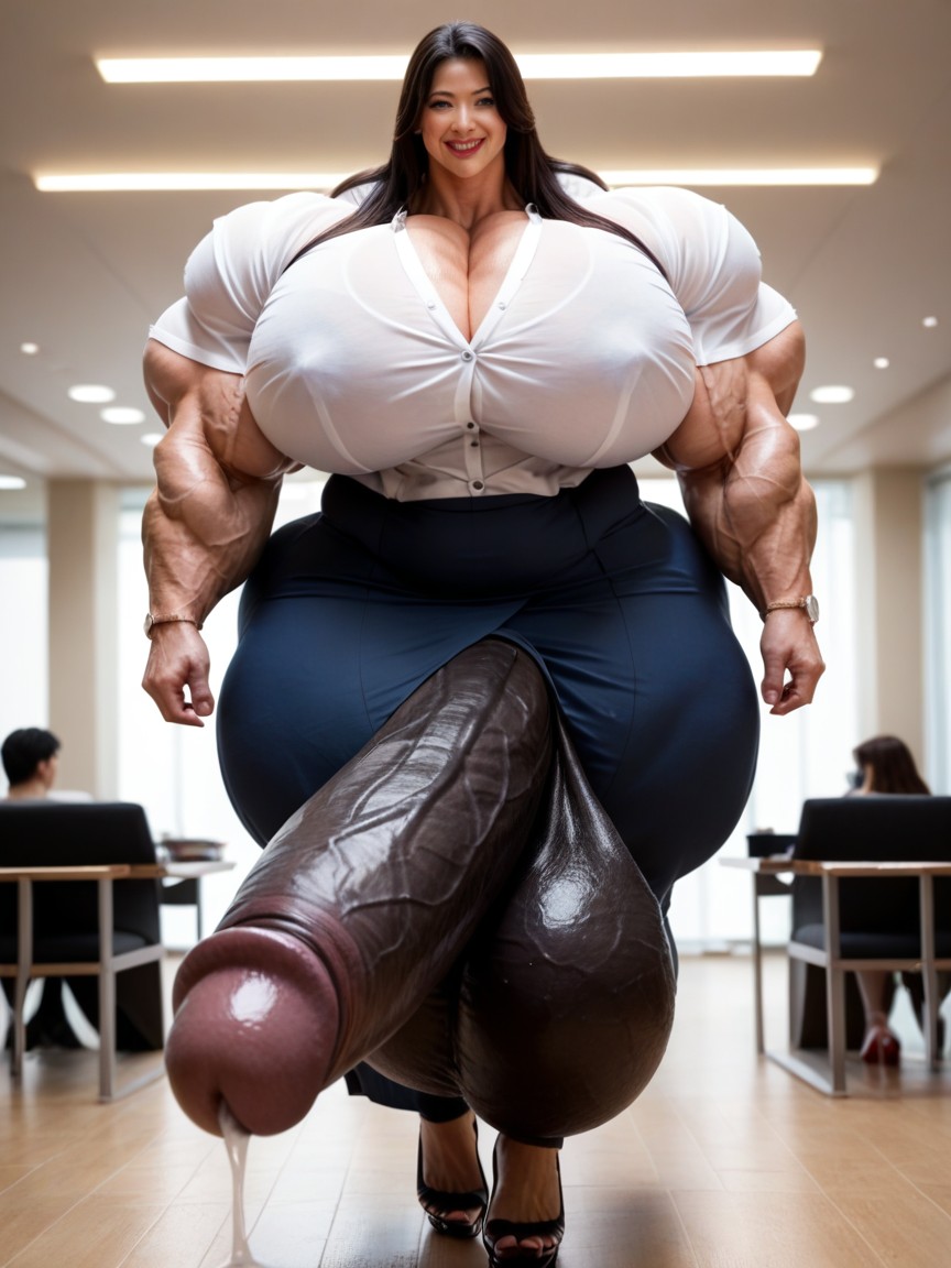 Walking, Hyper Gigantic Massive Muscles Japanese Milf, Hyper Gigantic Massive Black Penis Shemale AI Porn