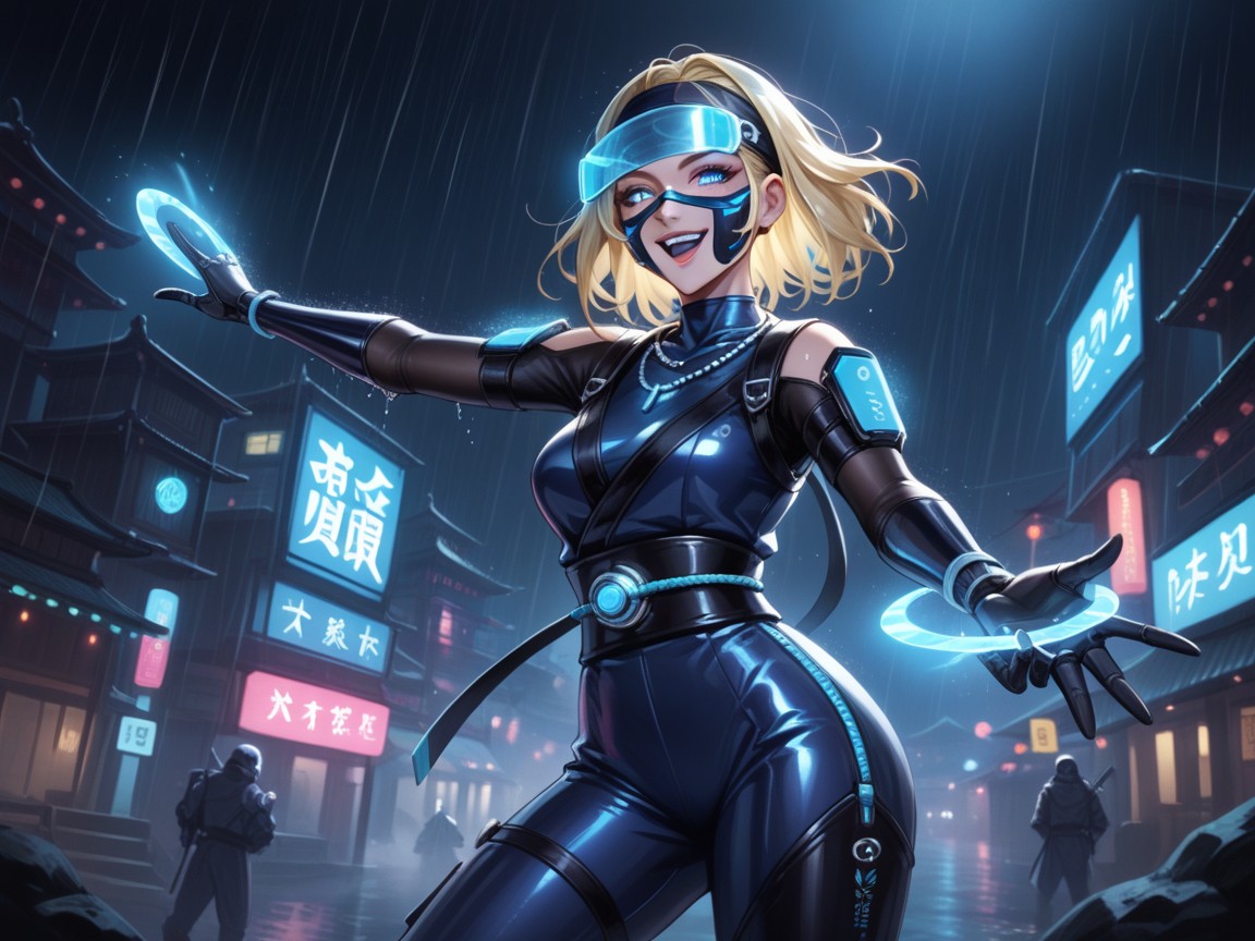 Futuristic Japan, Old Japanese Style Art, Energy Core Necklace Hentai AI Porn