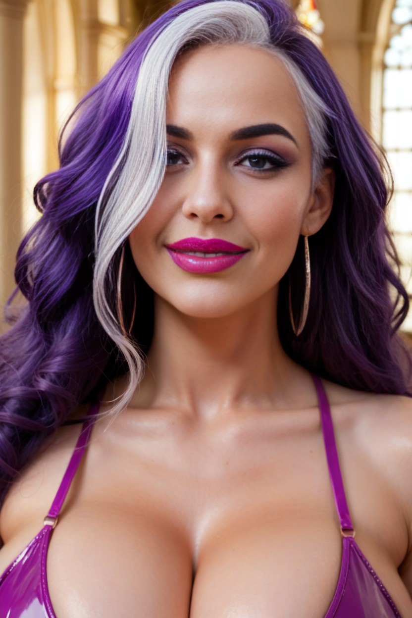 Ultra Purple Latex, Nylon Stockings, Wind In Hair AI Porn