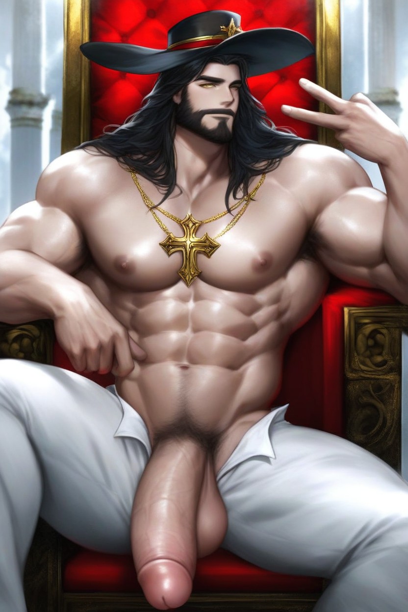 Pale Complexion, Big Balls, Black Hair AI Gay Porn