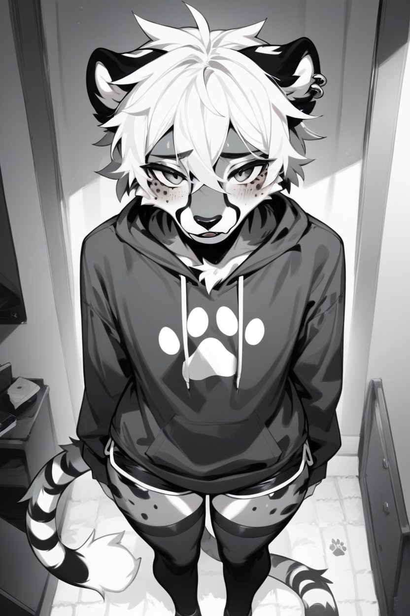 Blushing, Wavy Mouth, Messy Hair Furry AI Porn