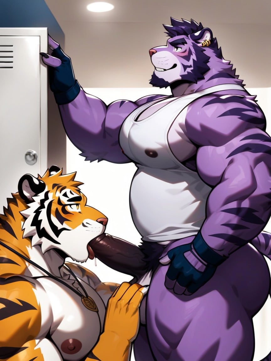 Nice Pecs, Necklace, Tiger Tatoo Furry AI Porn