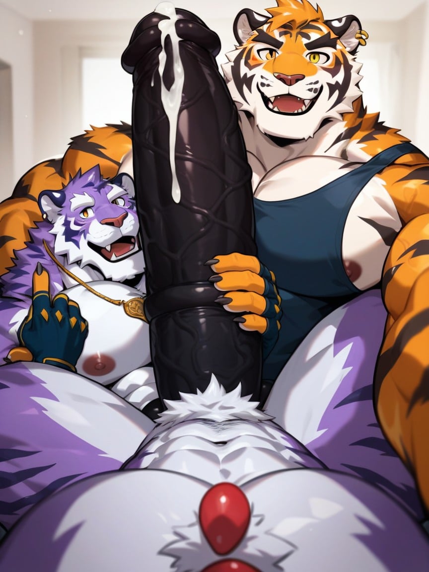 Tiger Gay, Stripe Pink Bright, Black Tiger Men Furry AI Porn