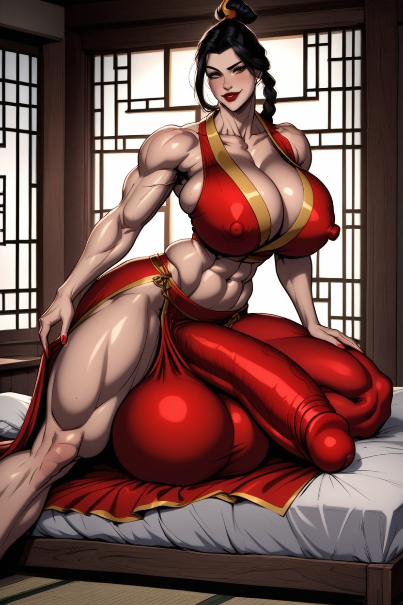 Gigantic, Muscular Futanari, Kimono Shemale AI Porn